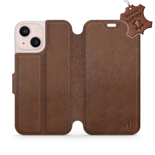 Etui z naturalnej skóry do iPhone 13 Mini, Mobiwear Leather, brązowe