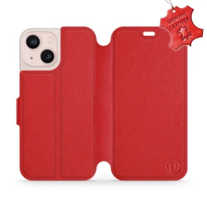 Etui z naturalnej skóry do iPhone 13 Mini, Mobiwear Leather, czerwone