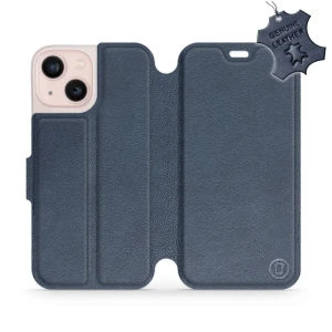 Etui z naturalnej skóry do iPhone 13 Mini, Mobiwear Leather, granatowe
