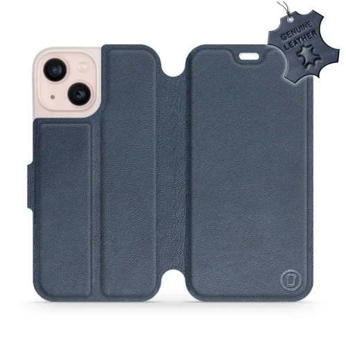 Etui z naturalnej skóry do iPhone 13 Mini, Mobiwear Leather, granatowe