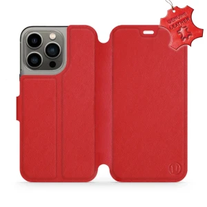 Etui z naturalnej skóry do iPhone 13 Pro, Mobiwear Leather, czerwone