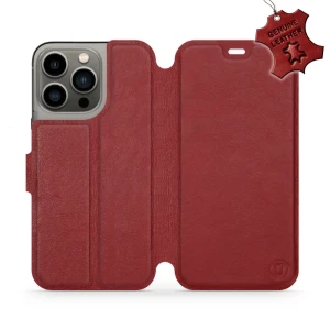 Etui z naturalnej skóry do iPhone 13 Pro, Mobiwear Leather, ciemno-czerwone