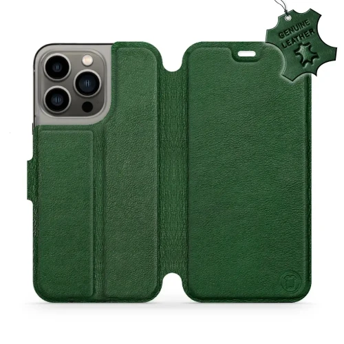 Etui z naturalnej skóry do iPhone 13 Pro, Mobiwear Leather, zielone