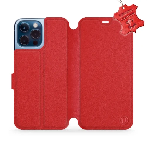 Etui z naturalnej skóry do iPhone 13 Pro Max, Mobiwear Leather, czerwone