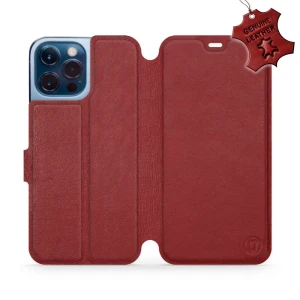 Etui z naturalnej skóry do iPhone 13 Pro Max, Mobiwear Leather, ciemno-czerwone