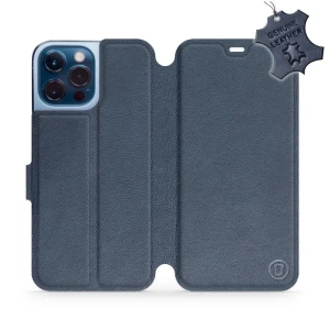 Etui z naturalnej skóry do iPhone 13 Pro Max, Mobiwear Leather, granatowe