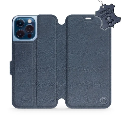 Etui z naturalnej skóry do iPhone 13 Pro Max, Mobiwear Leather, granatowe