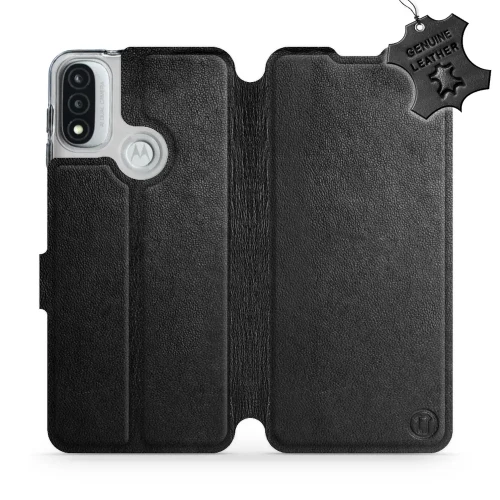 Etui z naturalnej skóry do Motorola Moto E20, Mobiwear Leather, czarne