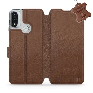 Etui z naturalnej skóry do Motorola Moto E20, Mobiwear Leather, brązowe