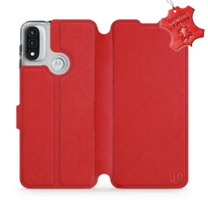 Etui z naturalnej skóry do Motorola Moto E20, Mobiwear Leather, czerwone