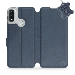 Etui z naturalnej skóry do Motorola Moto E20, Mobiwear Leather, granatowe
