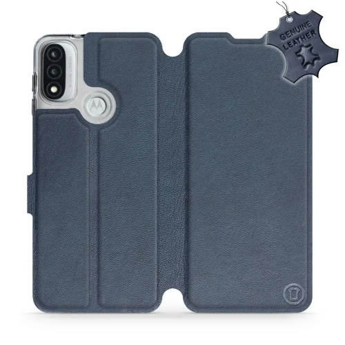 Etui z naturalnej skóry do Motorola Moto E20, Mobiwear Leather, granatowe