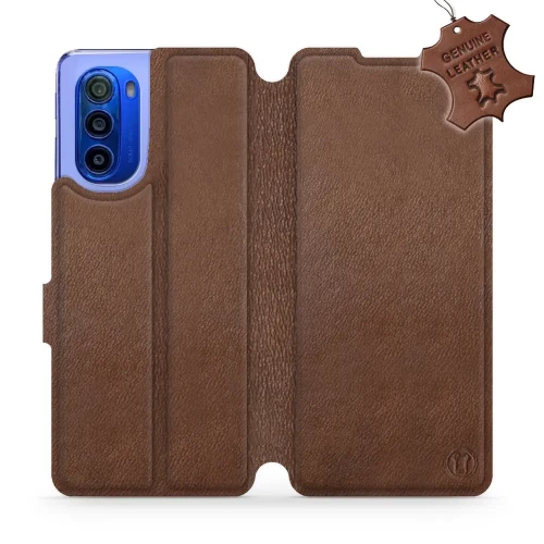 Etui z naturalnej skóry do Motorola Moto G51 5G, Mobiwear Leather, brązowe