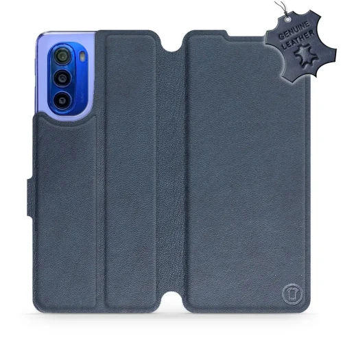 Etui z naturalnej skóry do Motorola Moto G51 5G, Mobiwear Leather, granatowe