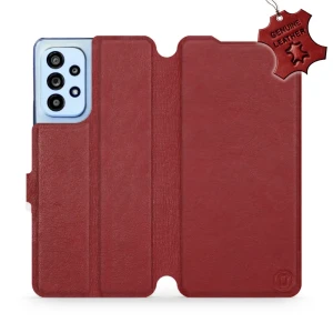 Etui z naturalnej skóry do Galaxy A53 5G, Mobiwear Leather, ciemno-czerwone