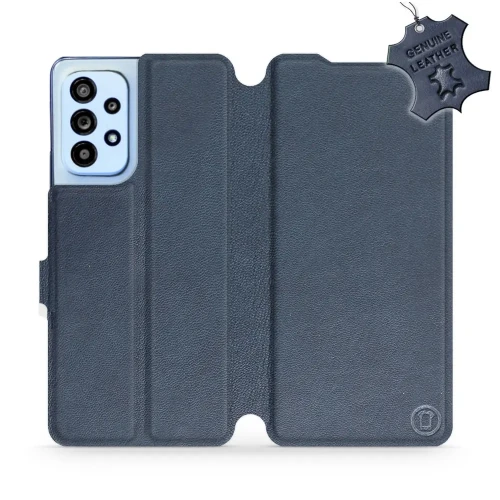 Etui z naturalnej skóry do Galaxy A53 5G, Mobiwear Leather, granatowe