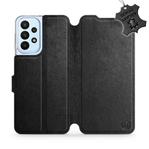 Etui z naturalnej skóry do Galaxy A23 4G, Mobiwear Leather, czarne