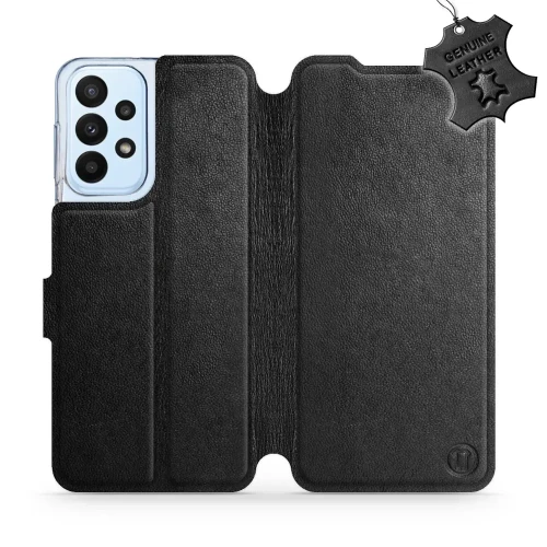 Etui z naturalnej skóry do Galaxy A23 4G, Mobiwear Leather, czarne