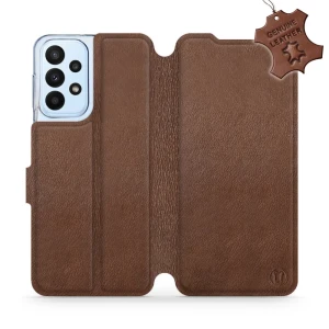 Etui z naturalnej skóry do Galaxy A23 4G, Mobiwear Leather, brązowe