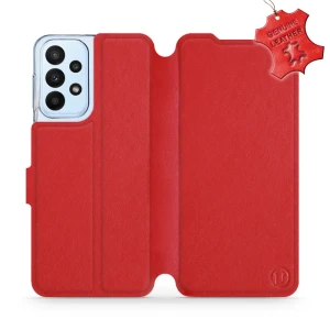 Etui z naturalnej skóry do Galaxy A23 4G, Mobiwear Leather, czerwone