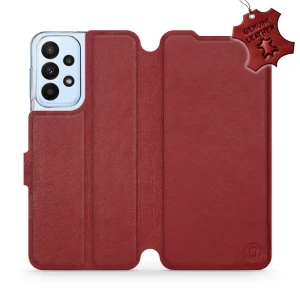 Etui z naturalnej skóry do Galaxy A23 4G, Mobiwear Leather, ciemno-czerwone