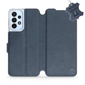 Etui z naturalnej skóry do Galaxy A23 4G, Mobiwear Leather, granatowe