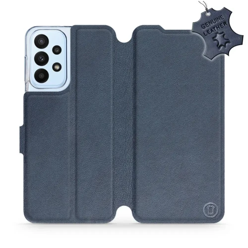 Etui z naturalnej skóry do Galaxy A23 4G, Mobiwear Leather, granatowe