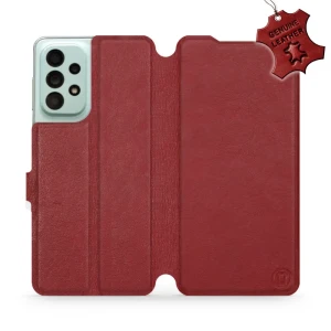 Etui z naturalnej skóry do Galaxy A33 5G, Mobiwear Leather, ciemno-czerwone
