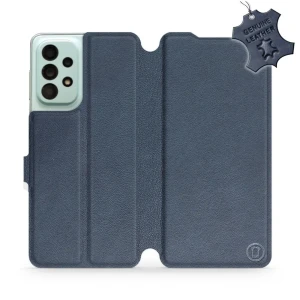 Etui z naturalnej skóry do Galaxy A33 5G, Mobiwear Leather, granatowe