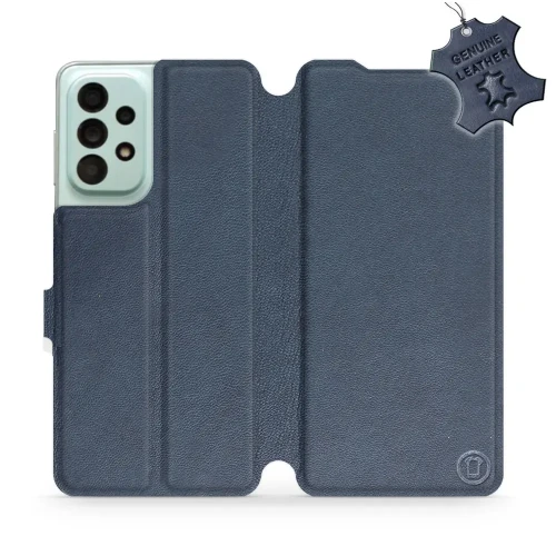 Etui z naturalnej skóry do Galaxy A33 5G, Mobiwear Leather, granatowe
