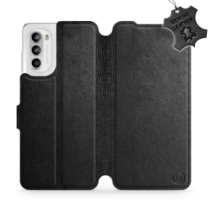 Etui z naturalnej skóry do Motorola Moto G52, Mobiwear Leather, czarne