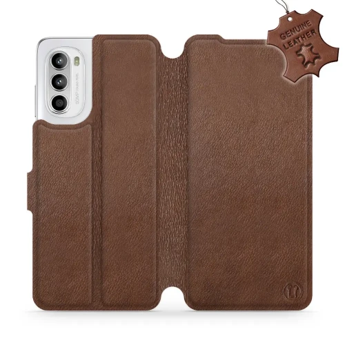 Etui z naturalnej skóry do Motorola Moto G52, Mobiwear Leather, brązowe