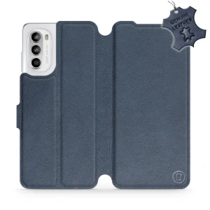 Etui z naturalnej skóry do Motorola Moto G52, Mobiwear Leather, granatowe