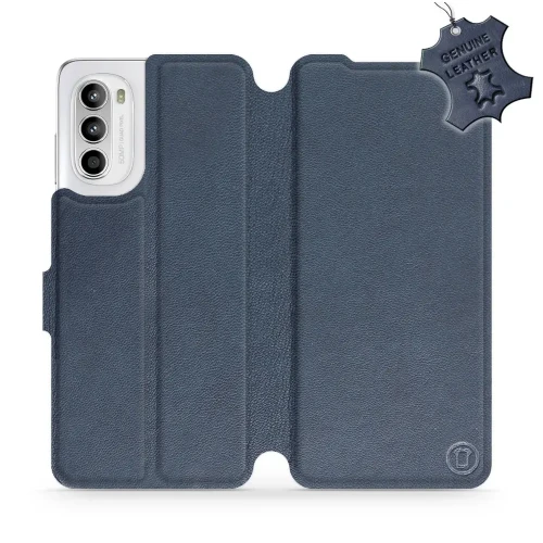 Etui z naturalnej skóry do Motorola Moto G52, Mobiwear Leather, granatowe