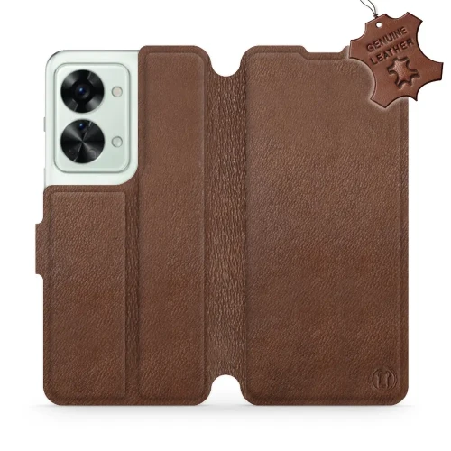 Etui z naturalnej skóry do OnePlus Nord 2T, Mobiwear Leather, brązowe