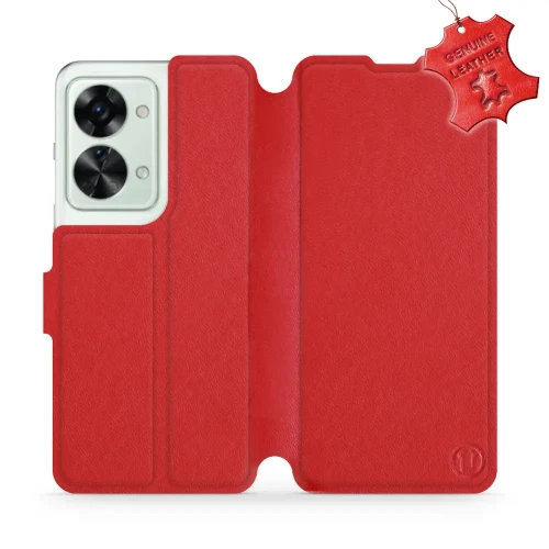 Etui z naturalnej skóry do OnePlus Nord 2T, Mobiwear Leather, czerwone