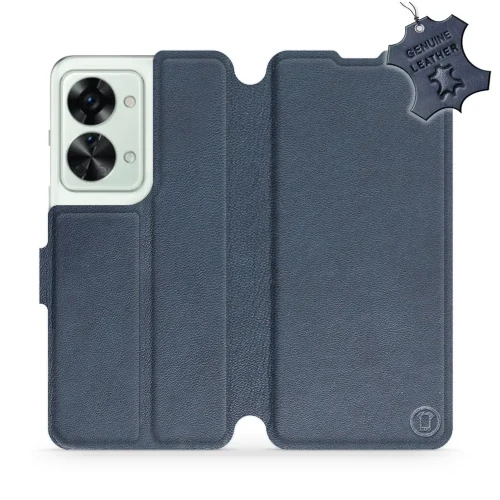 Etui z naturalnej skóry do OnePlus Nord 2T, Mobiwear Leather, granatowe