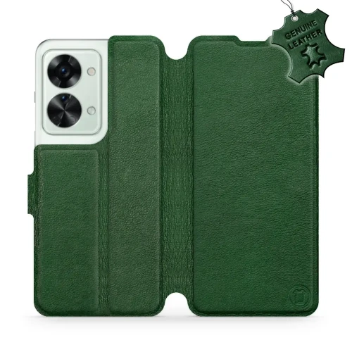 Etui z naturalnej skóry do OnePlus Nord 2T, Mobiwear Leather, zielone