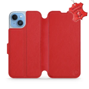 Etui z naturalnej skóry do iPhone 14, Mobiwear Leather, czerwone
