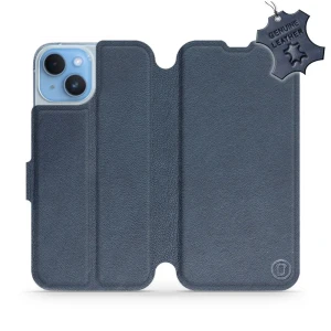 Etui z naturalnej skóry do iPhone 14, Mobiwear Leather, granatowe