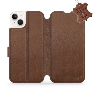 Etui z naturalnej skóry do iPhone 14 Plus, Mobiwear Leather, brązowe
