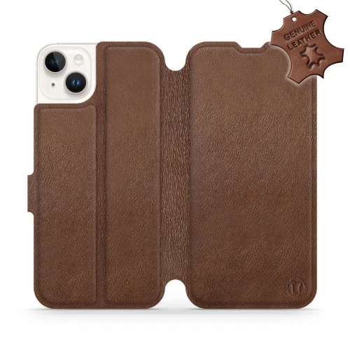 Etui z naturalnej skóry do iPhone 14 Plus, Mobiwear Leather, brązowe