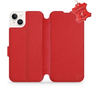 Etui z naturalnej skóry do iPhone 14 Plus, Mobiwear Leather, czerwone