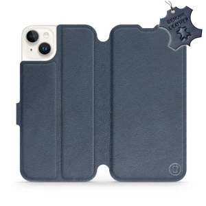 Etui z naturalnej skóry do iPhone 14 Plus, Mobiwear Leather, granatowe