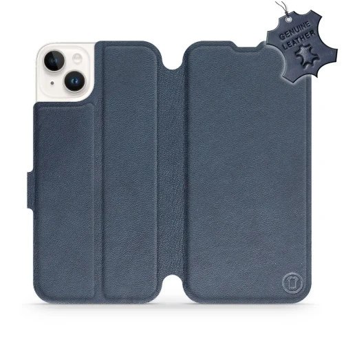 Etui z naturalnej skóry do iPhone 14 Plus, Mobiwear Leather, granatowe