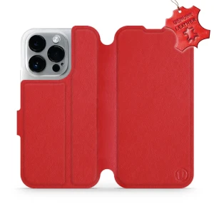 Etui z naturalnej skóry do iPhone 14 Pro, Mobiwear Leather, czerwone