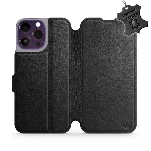 Etui z naturalnej skóry do iPhone 14 Pro Max, Mobiwear Leather, czarne
