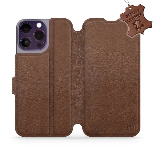 Etui z naturalnej skóry do iPhone 14 Pro Max, Mobiwear Leather, brązowe