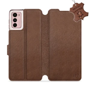 Etui z naturalnej skóry do Motorola Moto G42, Mobiwear Leather, brązowe