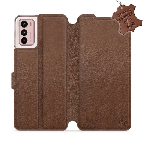 Etui z naturalnej skóry do Motorola Moto G42, Mobiwear Leather, brązowe